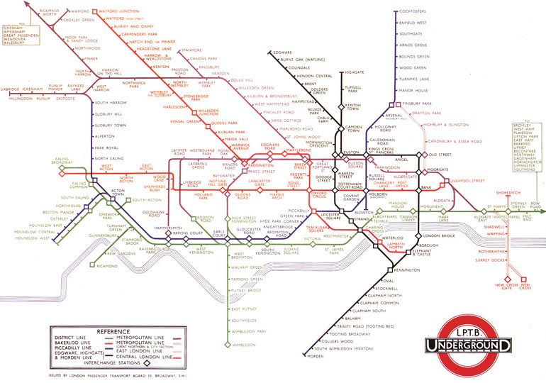Схема лондонского метро Генри Бека (1933)