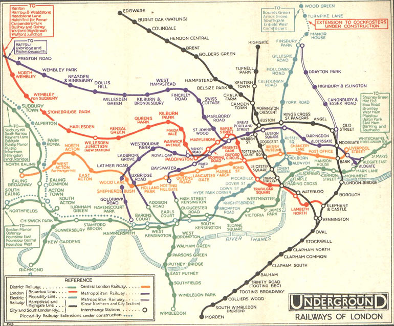 Схема лондонского метро до Бека