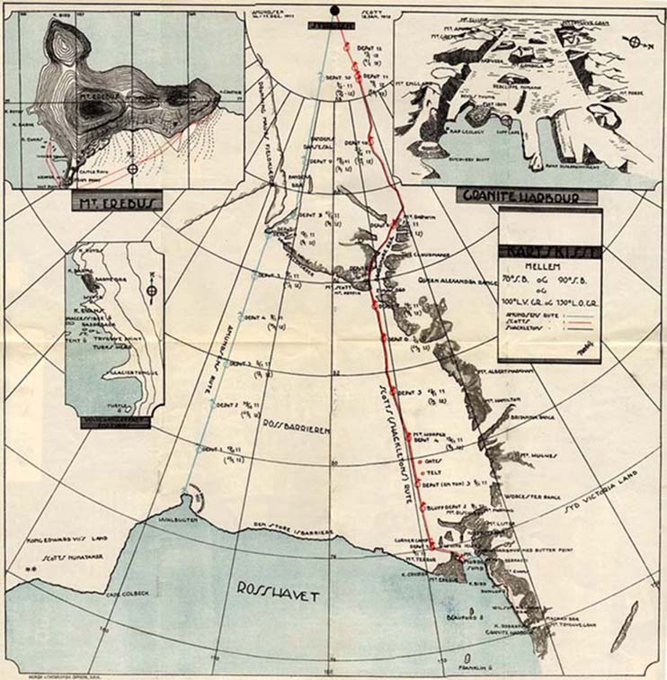 Диаграмма экспедиций Амундсена и Скотта
